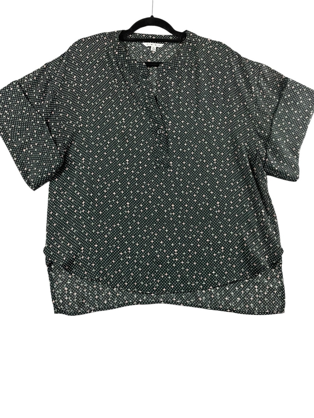 CAbi Swiss Dot Sheer Flowy Closet Staple Versatile Office Casual Blouse - Sz L